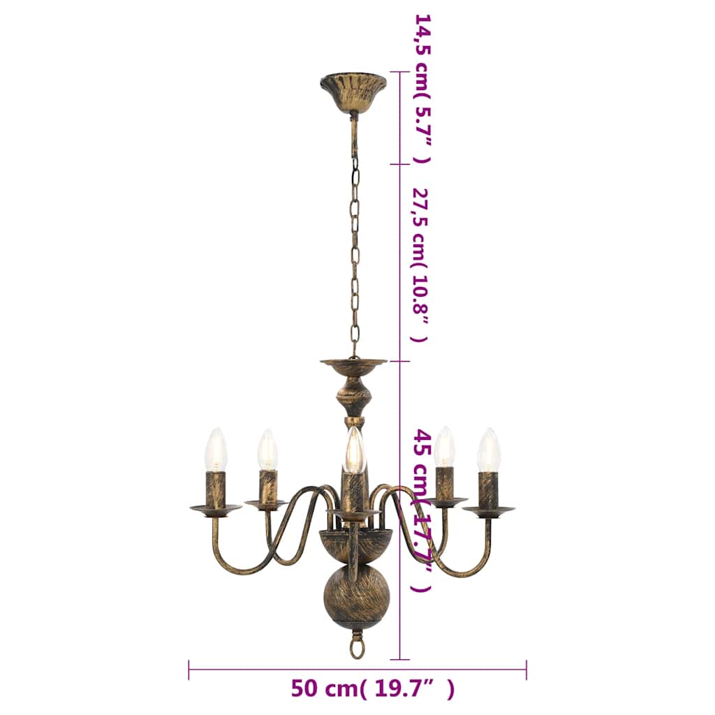 281615 vidaXL Chandelier Antique Black 5 x E14 Bulbs