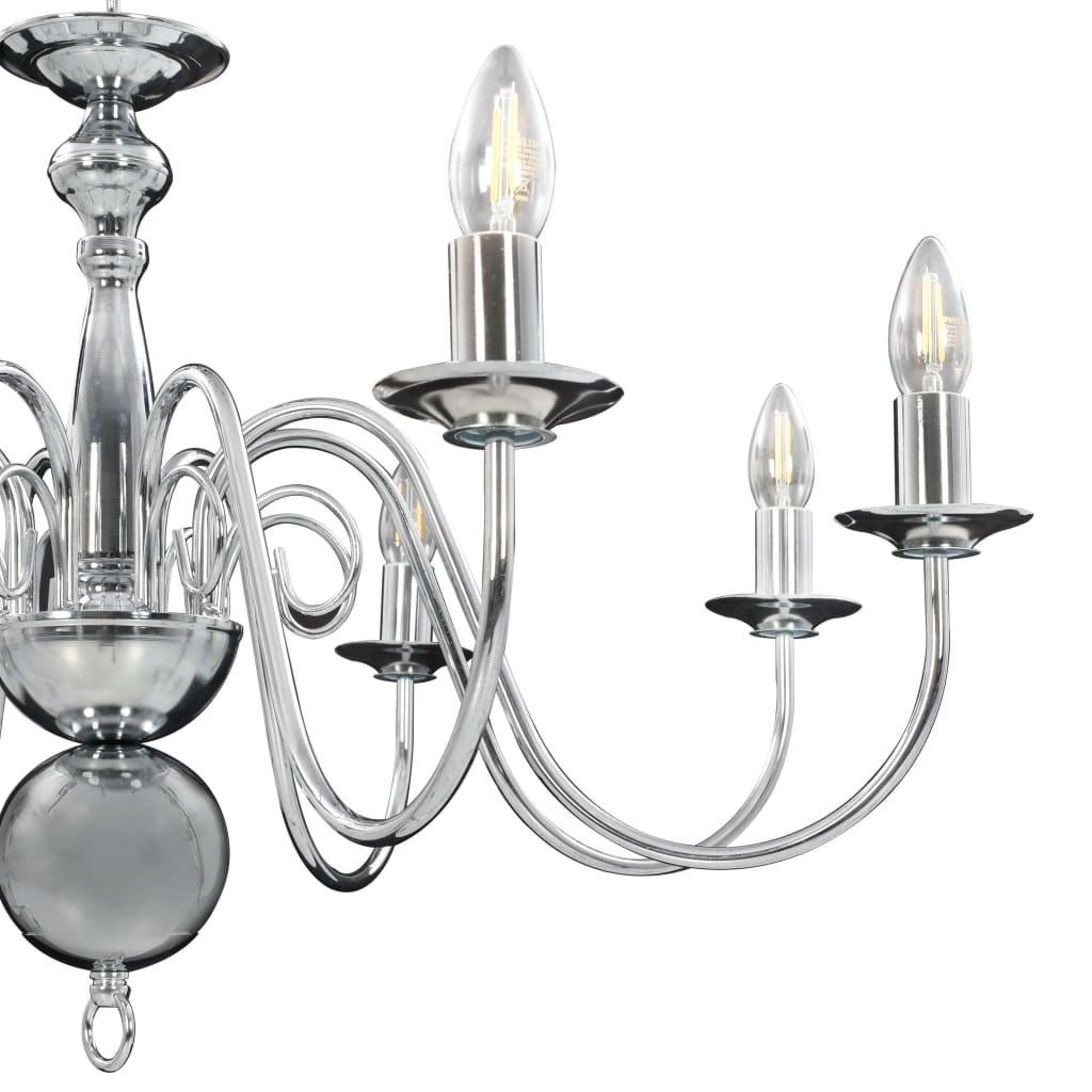 281618 vidaXL Chandelier Silver 8 x E14 Bulbs