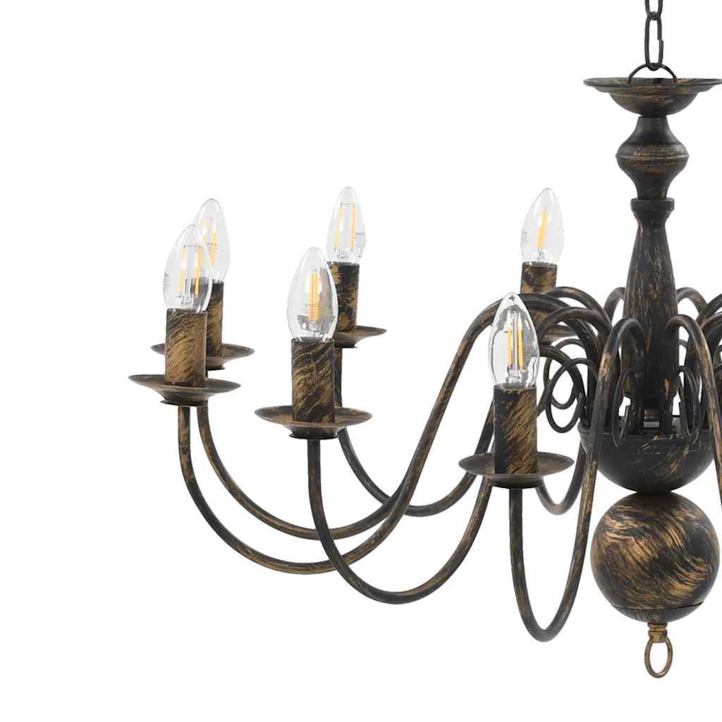 281621 vidaXL Chandelier Antique Black 12 x E14 Bulbs