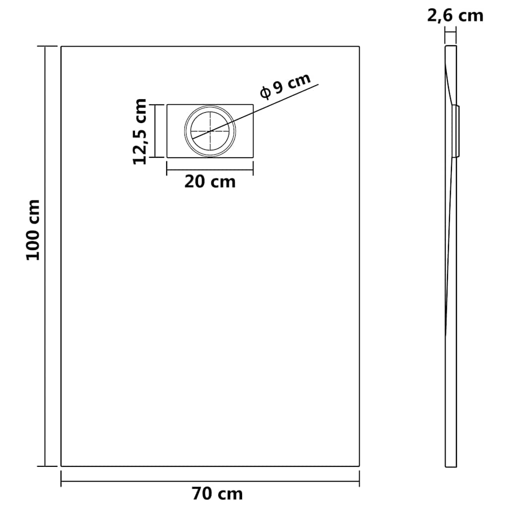 144771 vidaXL Shower Base Tray SMC White 100x70 cm