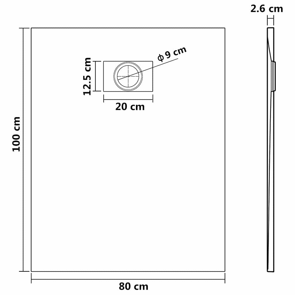 144772 vidaXL Shower Base Tray SMC White 100x80 cm