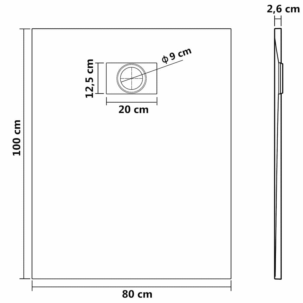 144781 vidaXL Shower Base Tray SMC Black 100x80 cm