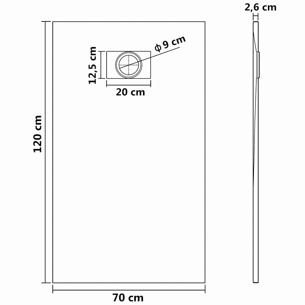 144783 vidaXL Shower Base Tray SMC Black 120x70 cm
