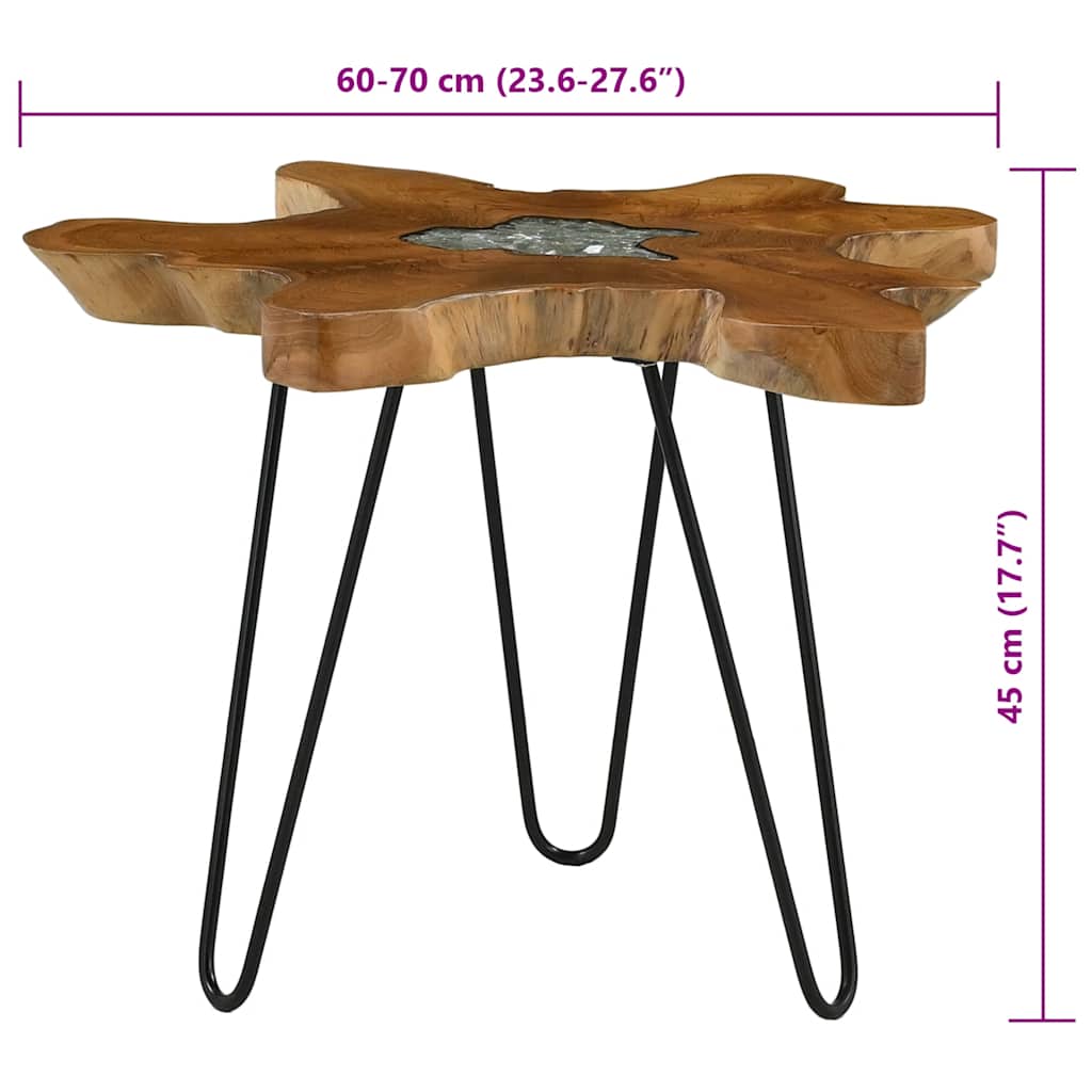 281651 vidaXL Coffee Table 70x45 cm Solid Teak Wood and Polyresin