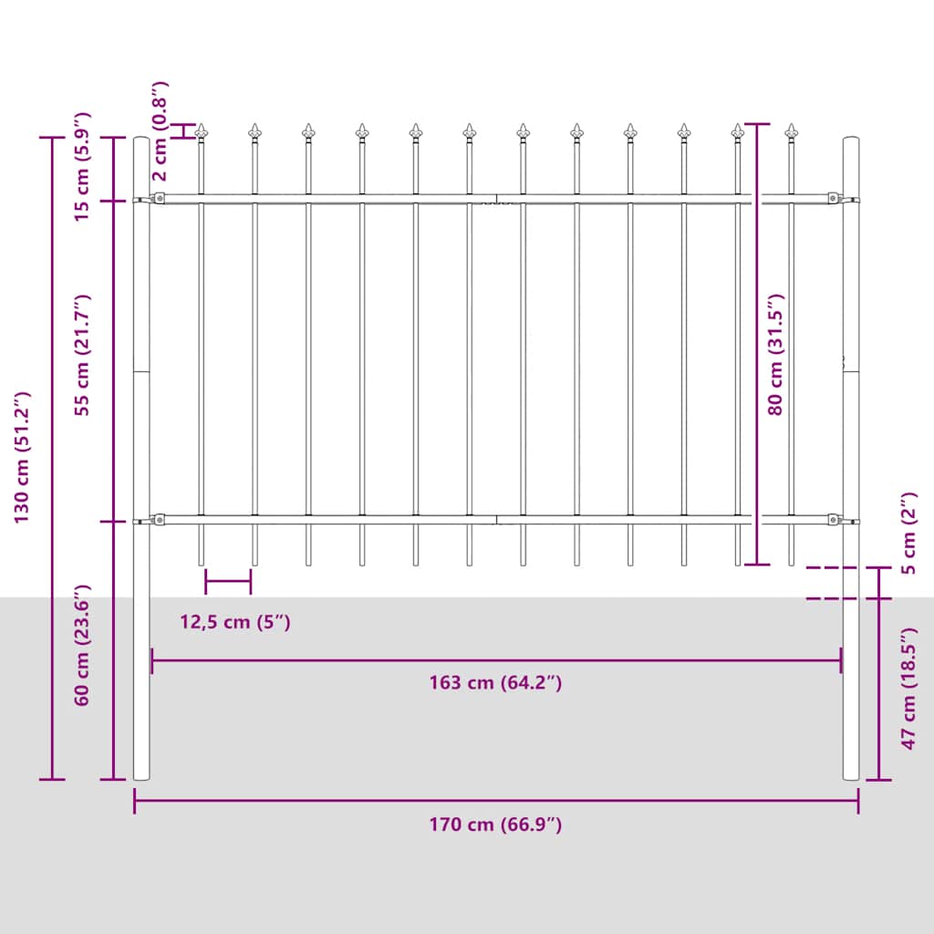 Garden Fence Woerden with Spear Top Steel 181x80 cm Black