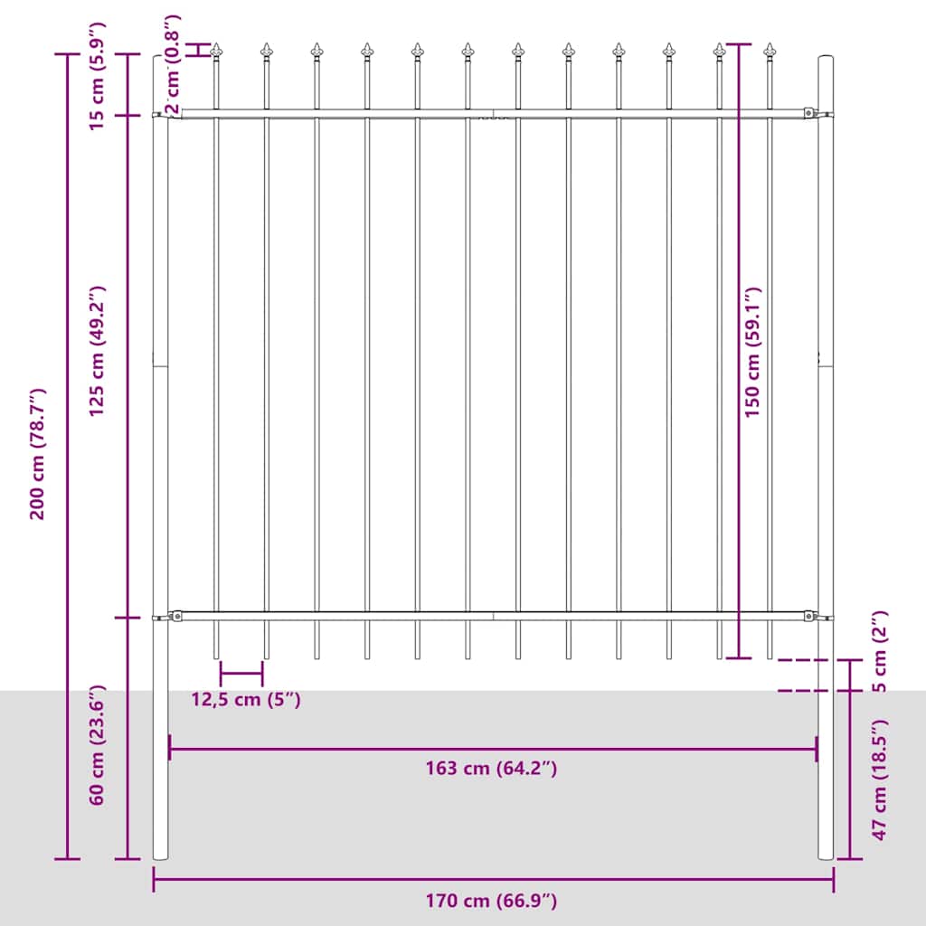 Garden Fence Woerden with Spear Top Steel 181x150 cm Black