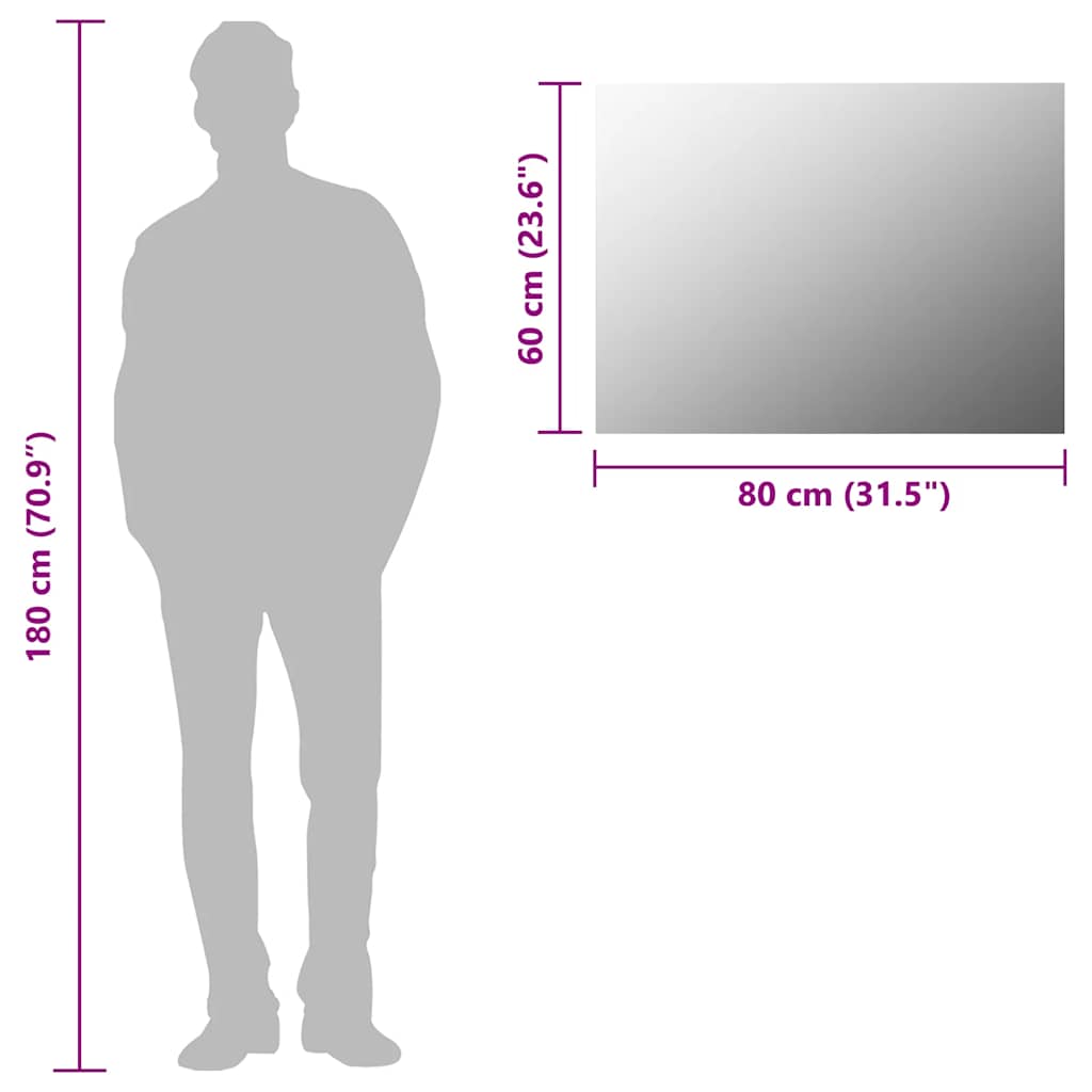 283646 vidaXL Frameless Mirror 80x60 cm Glass