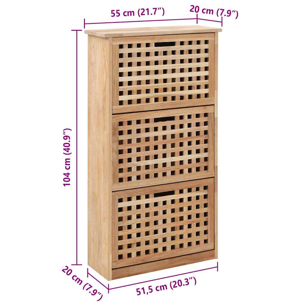 247600 vidaXL Shoe Storage Cabinet 55x20x104 cm Solid Walnut Wood