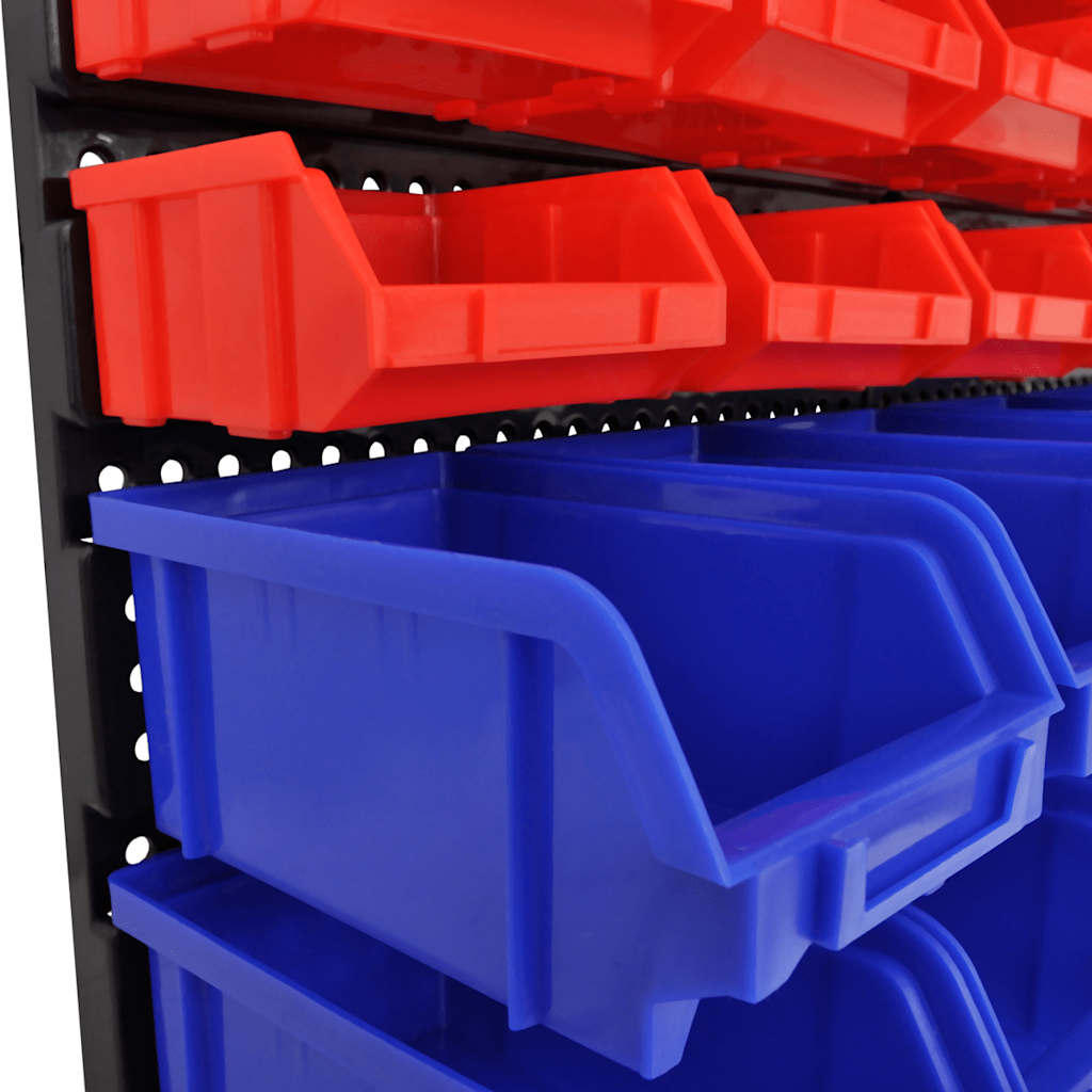 140761 Wall Mounted Garage Plastic Storage Bin Set 30 pcs Blue & Red