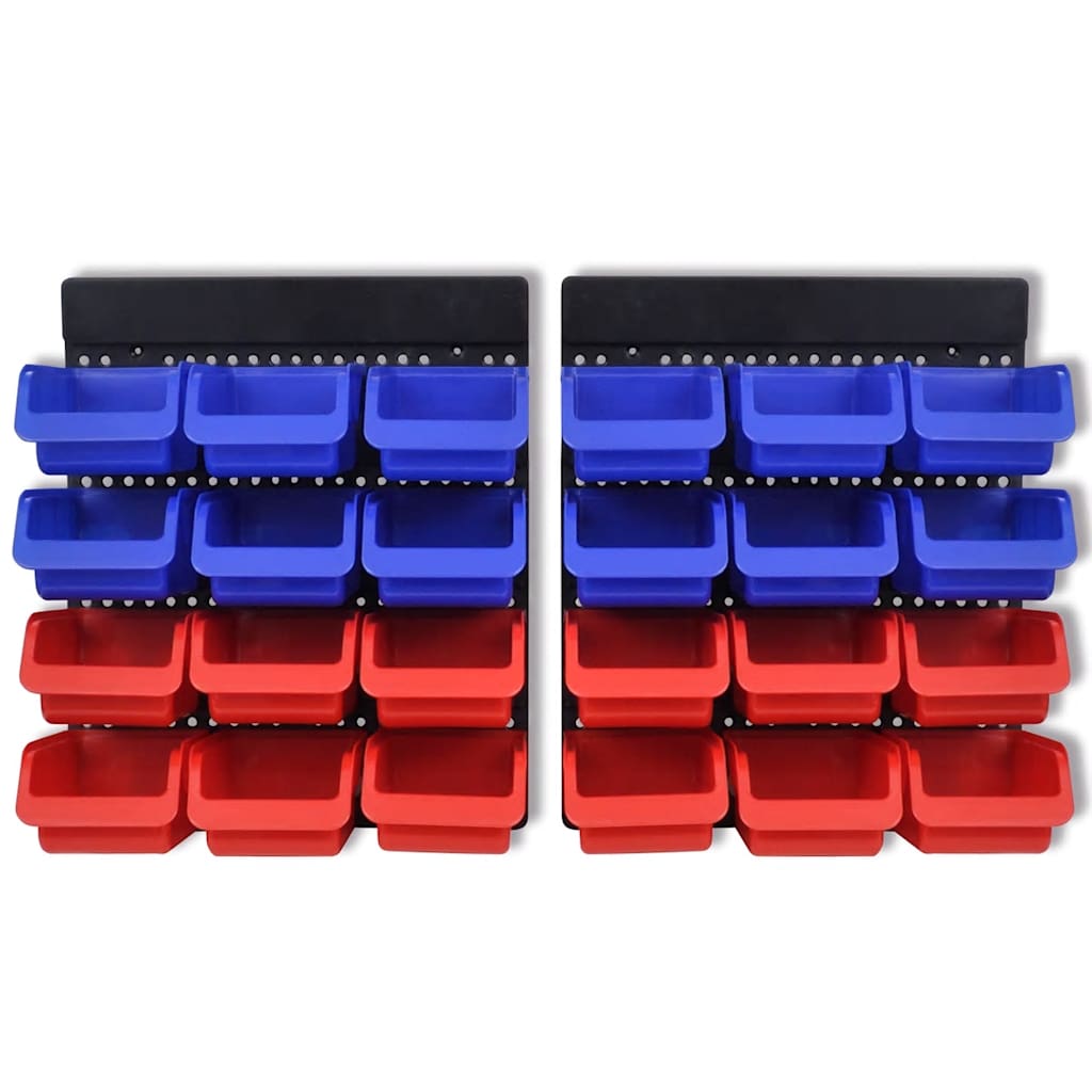 2 pcs Blue & Red Wall Mounted Garage Tool Organiser