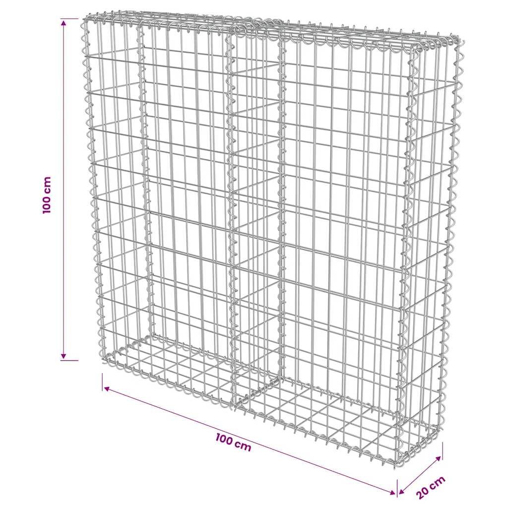 Gabion Wall with Covers Galvanised Steel 100x20x100 cm