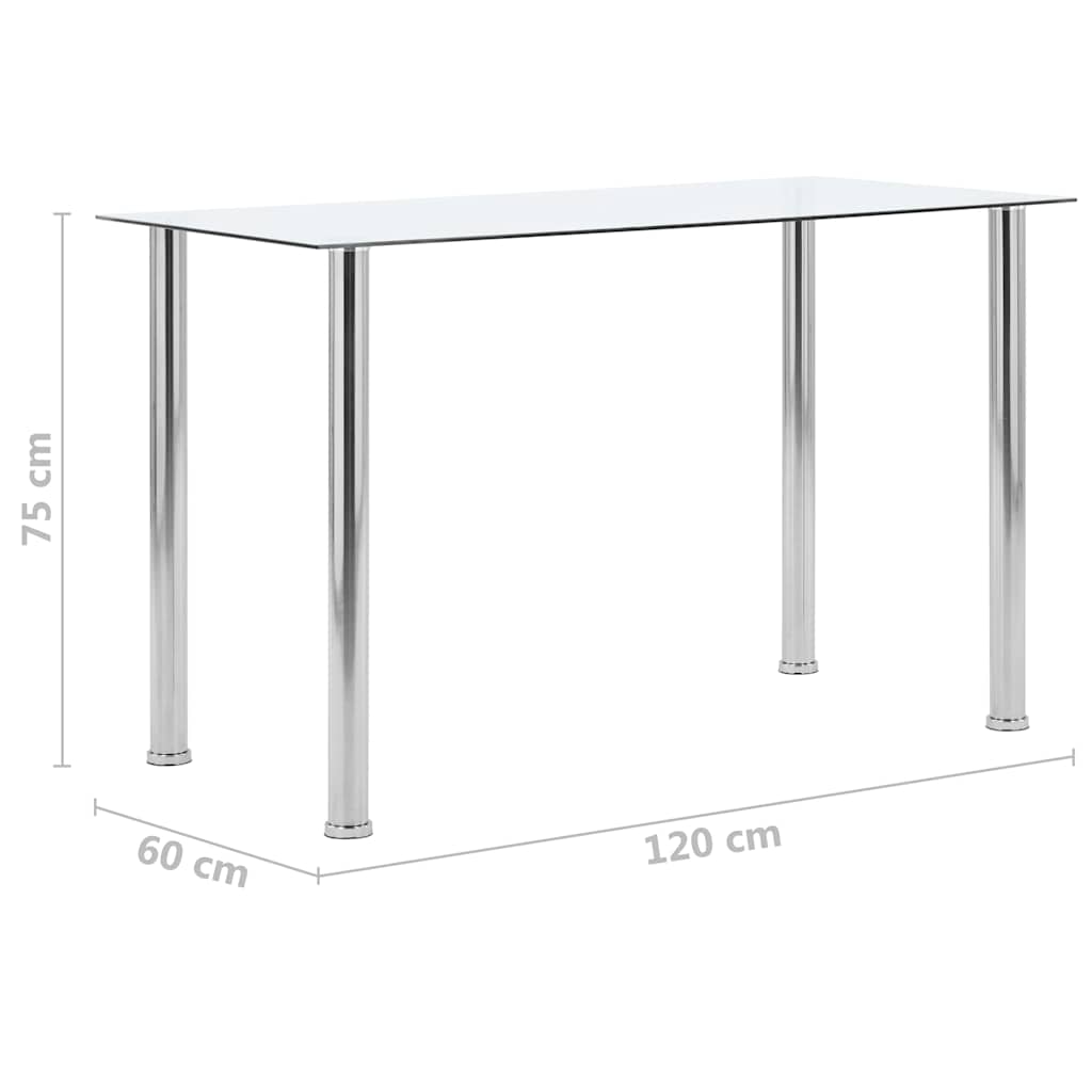 281850 vidaXL Dining Table Transparent 120x60x75 cm Tempered Glass