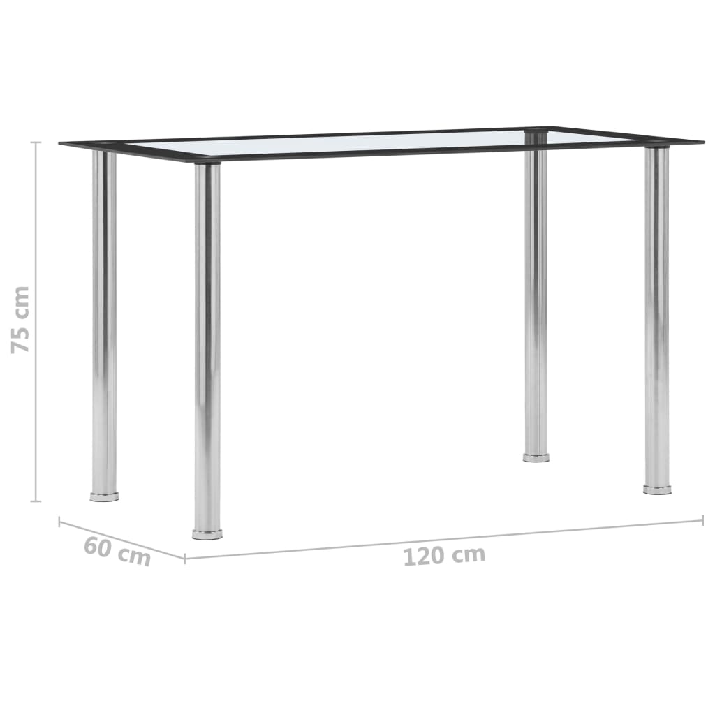 281851 vidaXL Dining Table Black and Transparent 120x60x75 cm Tempered Glass