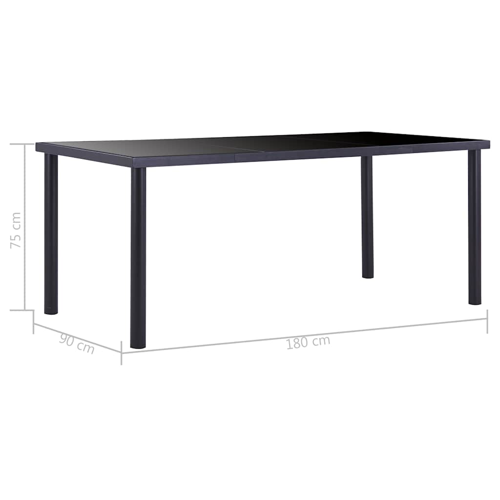 281855 vidaXL Dining Table Black 180x90x75 cm Tempered Glass