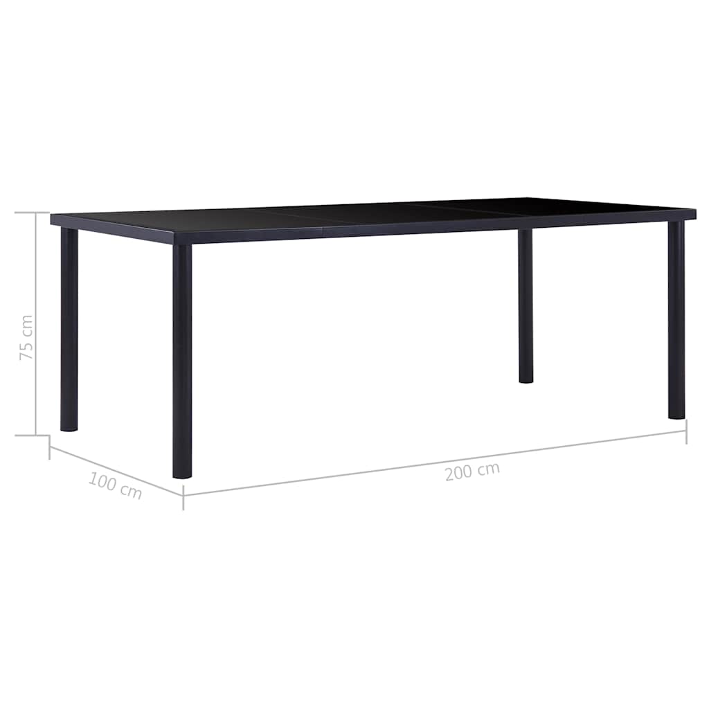 281856 vidaXL Dining Table Black 200x100x75 cm Tempered Glass