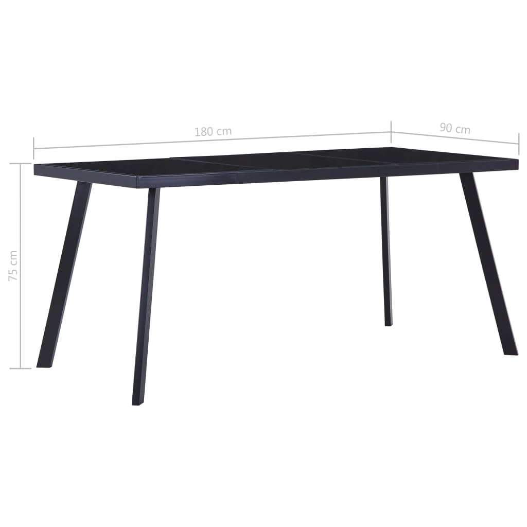 281875 vidaXL Dining Table Black 180x90x75 cm Tempered Glass