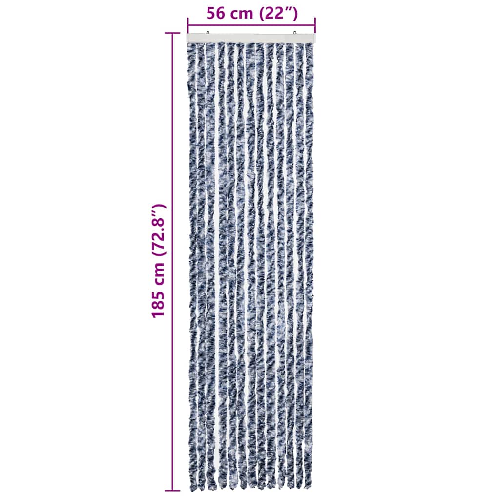 284273 vidaXL Insect Curtain Blue, White and Silver 56x185 cm Chenille