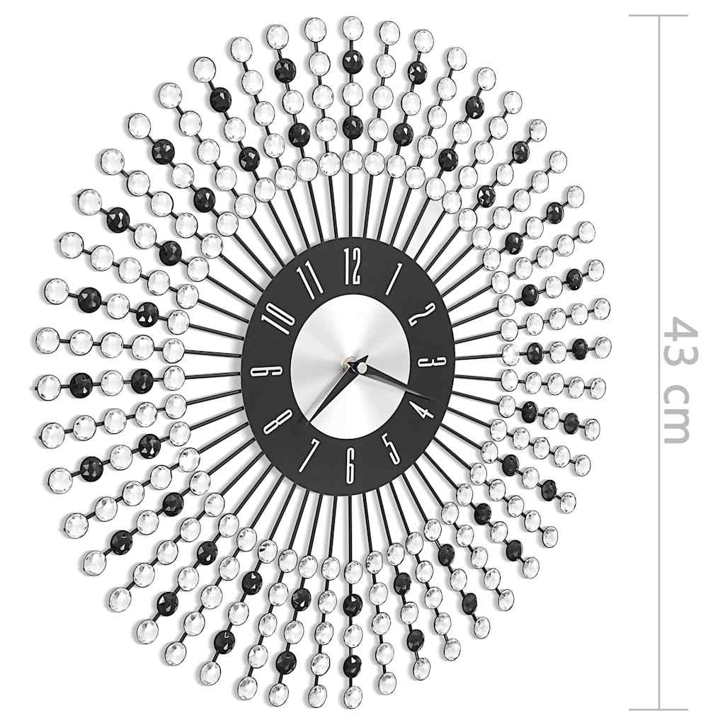 283859 vidaXL Wall Clock Metal 43 cm Black