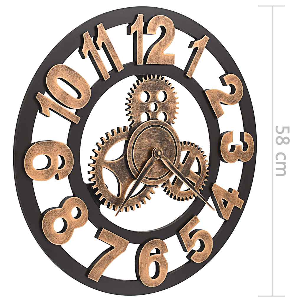 283861 vidaXL Wall Clock Metal 58 cm Golden and Black