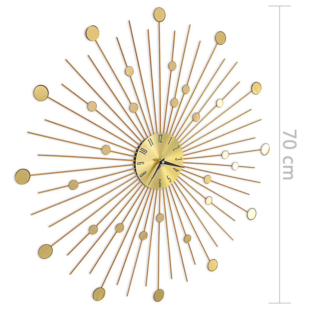283862 vidaXL Wall Clock Metal 70 cm Golden