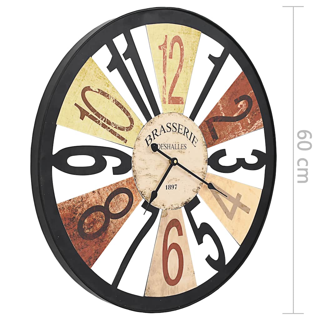 283863 vidaXL Wall Clock Metal 60 cm Multicolour