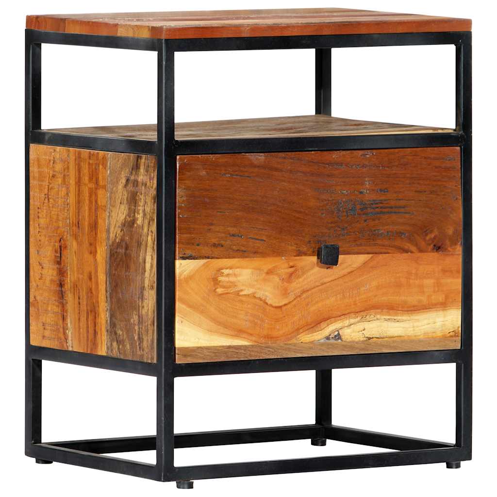 282725 vidaXL Bedside Cabinet 40x30x50 cm Solid Reclaimed Wood and Steel