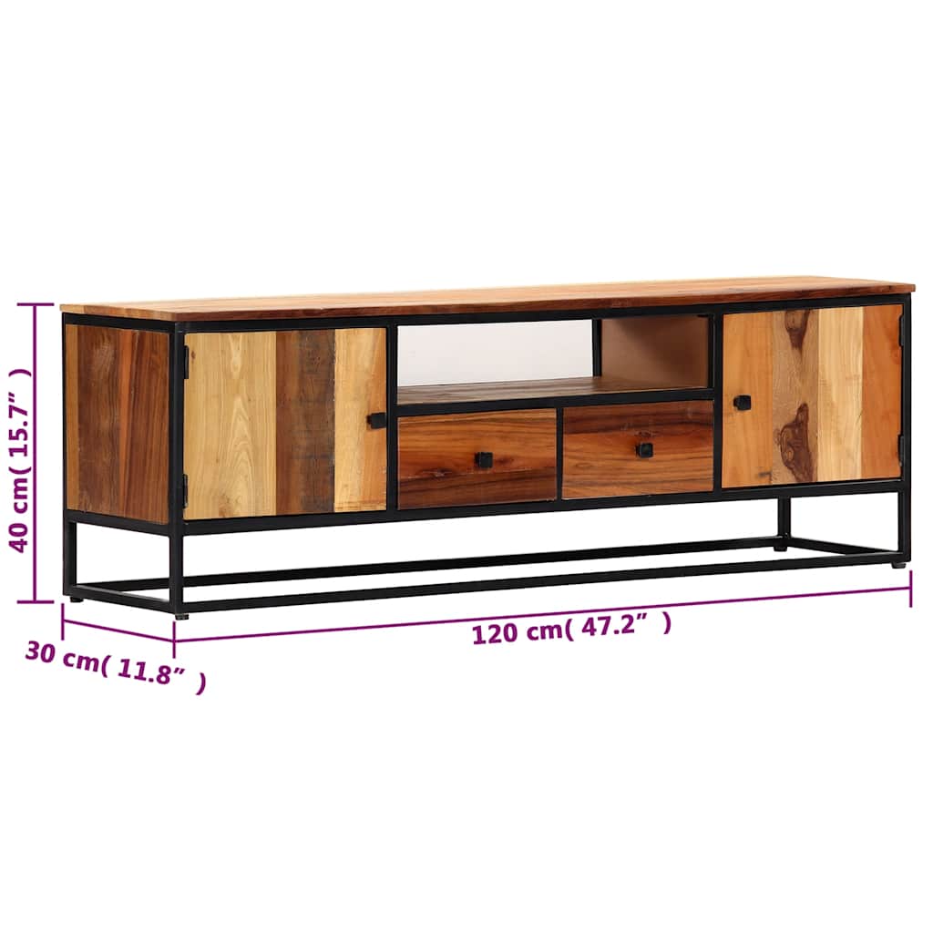 282726 vidaXL TV Cabinet 120x30x40 cm Solid Reclaimed Wood and Steel