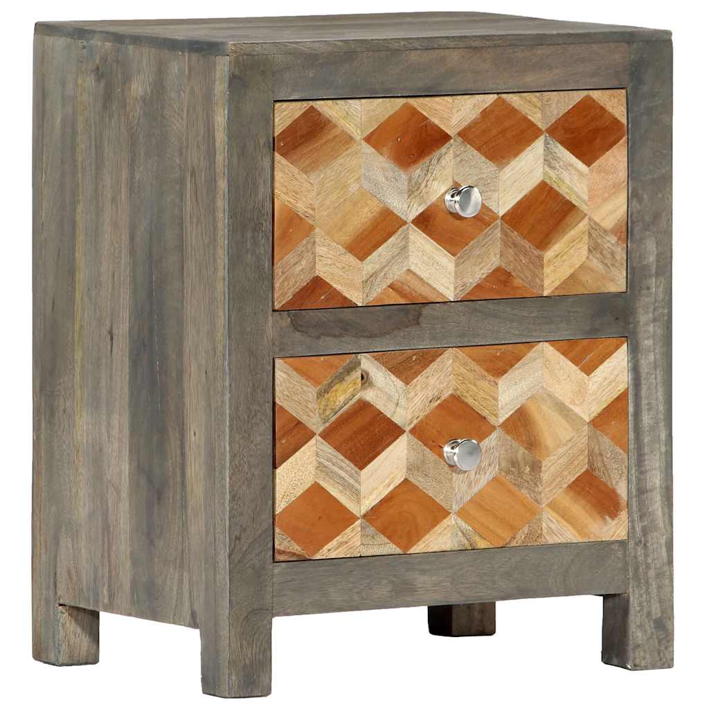 282734 vidaXL Bedside Cabinet Grey 40x30x50 cm Solid Mango Wood