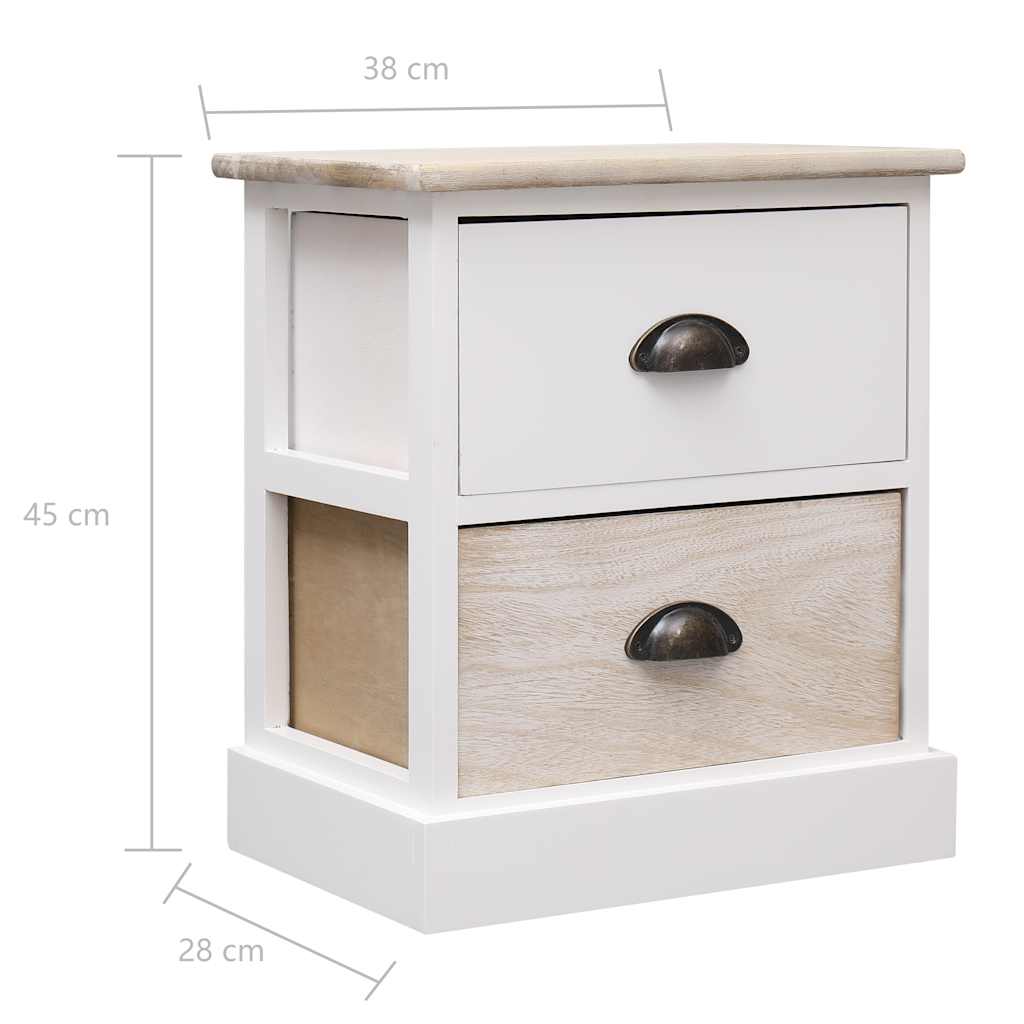 Cabinet | Set of 2 | White and Natural | Paulownia Wood | Small