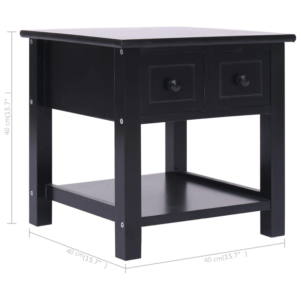 284071 vidaXL Side Table Black 40x40x40 cm Paulownia Wood