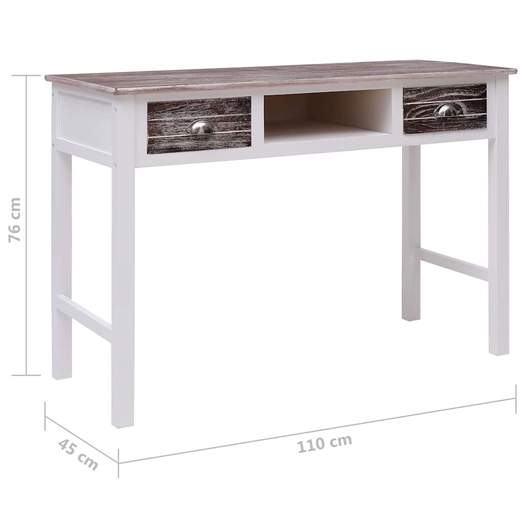 284154 vidaXL Writing Desk Brown 110x45x76 cm Wood