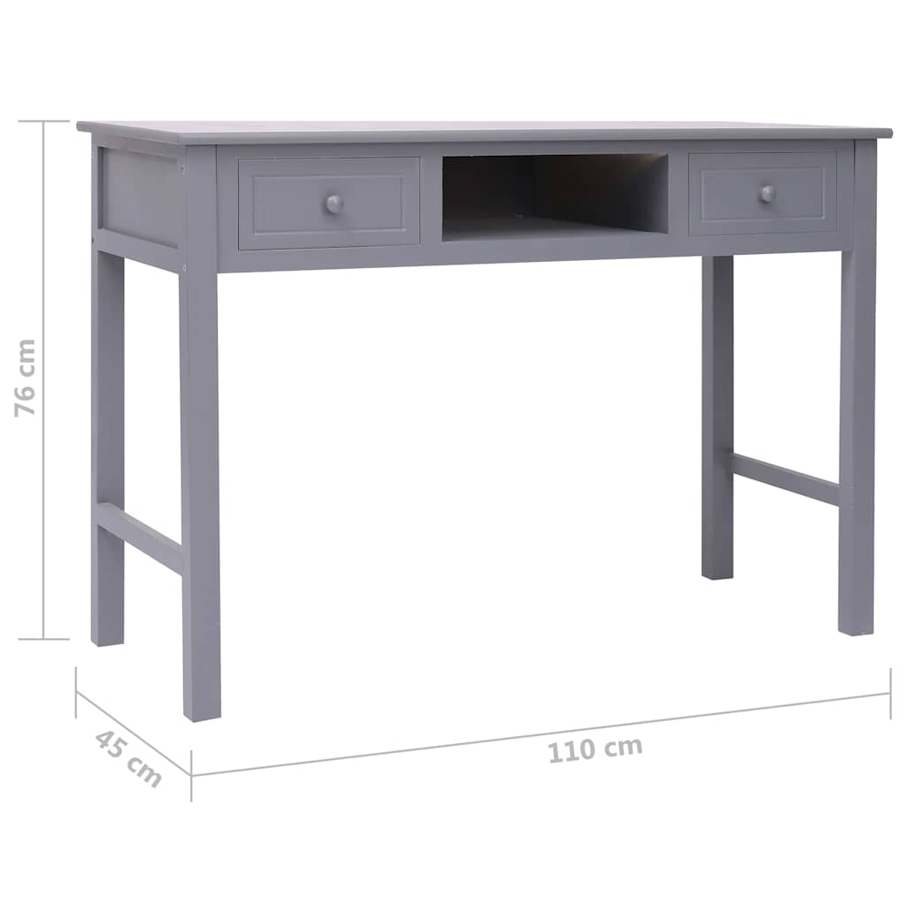 284156 vidaXL Writing Desk Grey 110x45x76 cm Wood