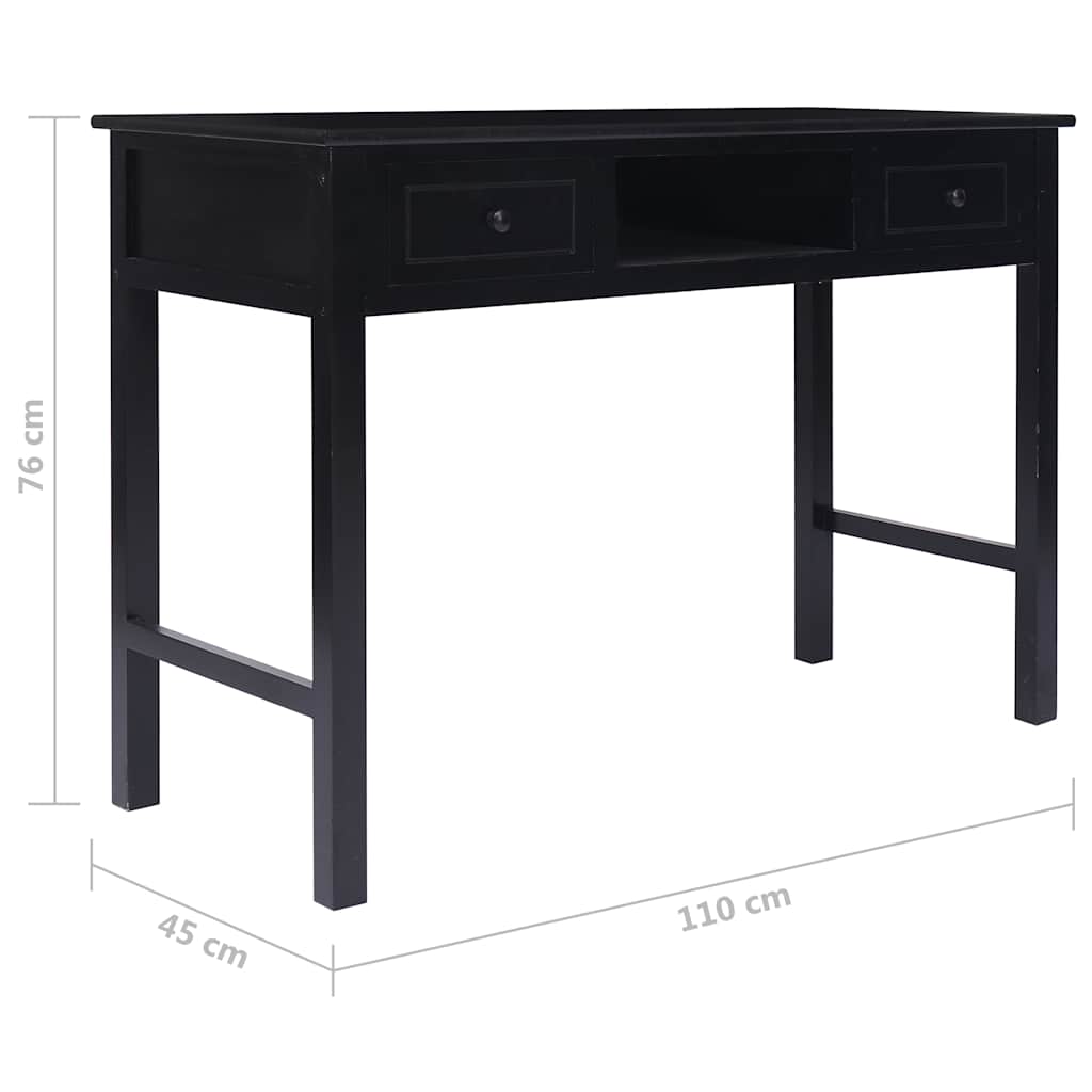284158 vidaXL Writing Desk Black 110x45x76 cm Wood