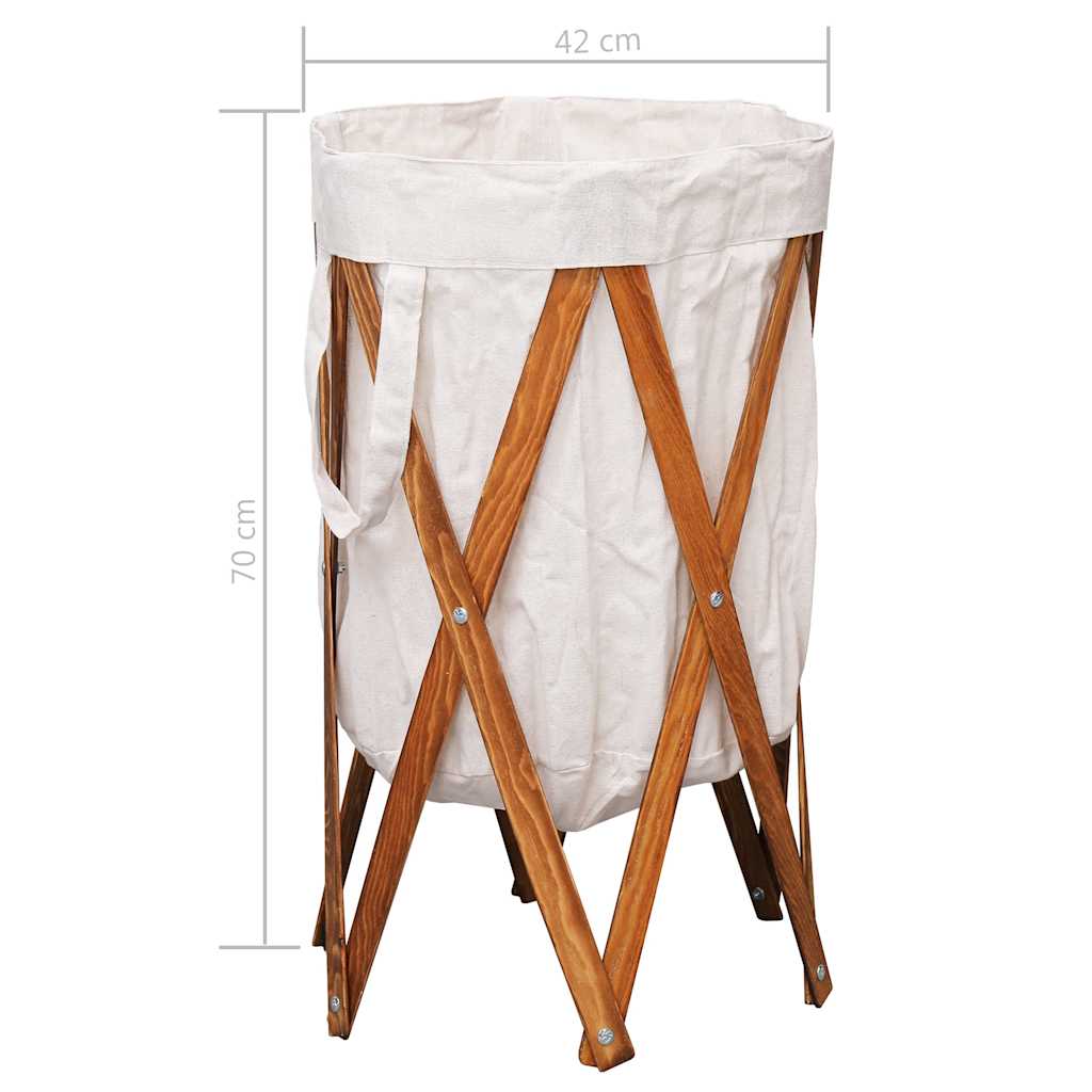 284227 vidaXL Folding Laundry Basket Cream Wood and Fabric