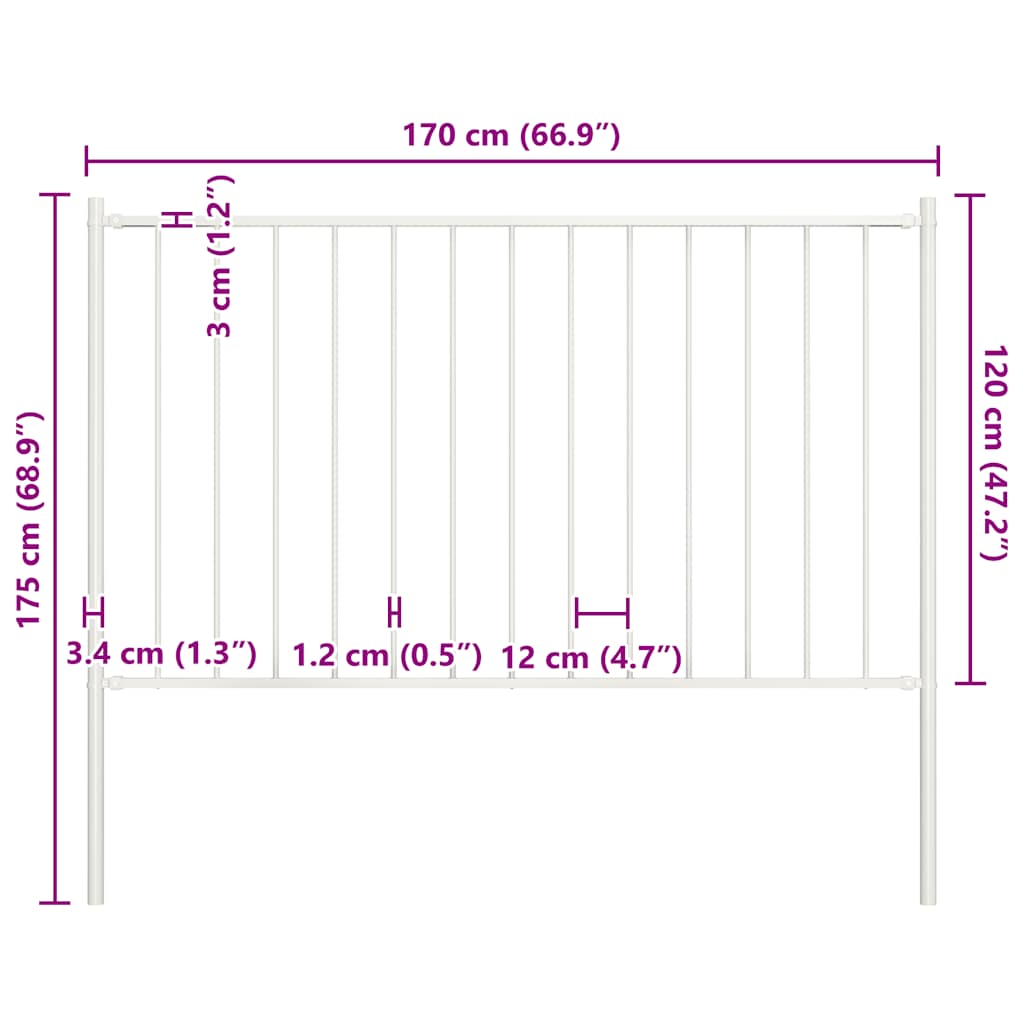 Fence Panel Woerden with Posts Steel 1.7x1.25 m White