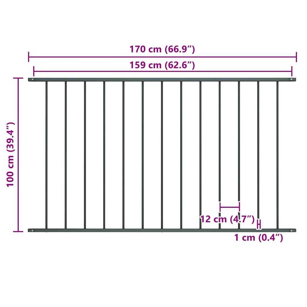 Fence Panel Woerden Powder-coated Steel 1.7x1 m Anthracite