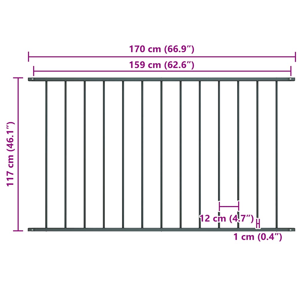Fence Panel Woerden Powder-coated Steel 1.7x1.17 m Anthracite