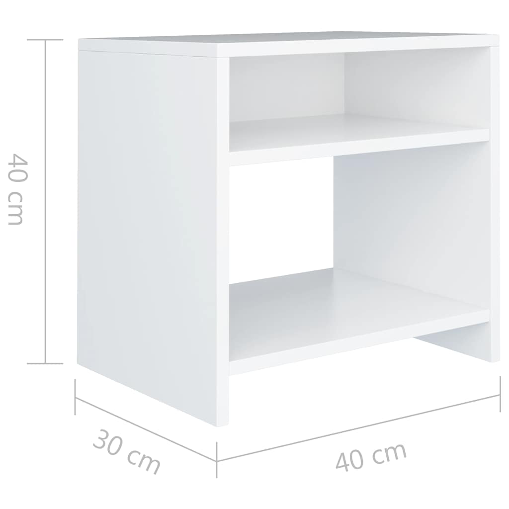 800009 vidaXL Bedside Cabinet White 40x30x40 cm Engineered Wood
