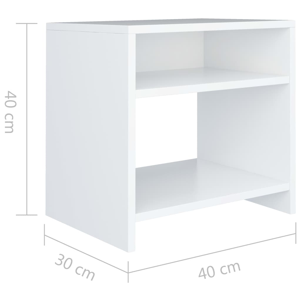800010 vidaXL Bedside Cabinets 2 pcs White 40x30x40 cm Engineered Wood
