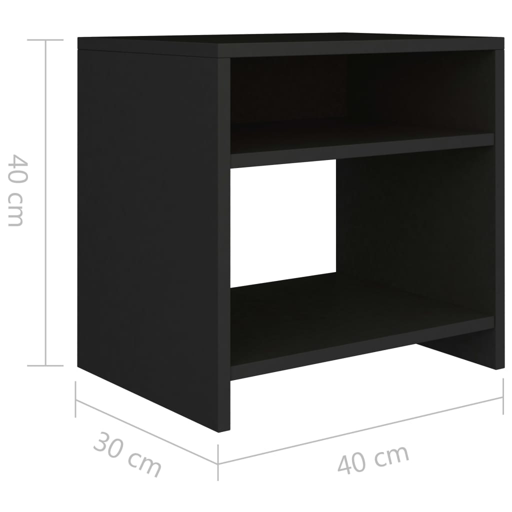 800011 vidaXL Bedside Cabinet Black 40x30x40 cm Engineered Wood