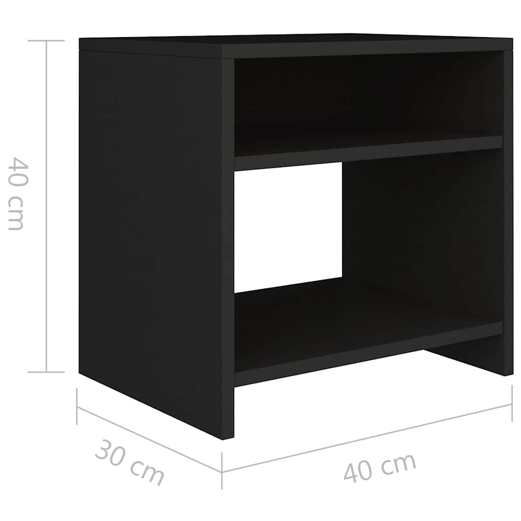 800012 vidaXL Bedside Cabinets 2 pcs Black 40x30x40 cm Engineered Wood