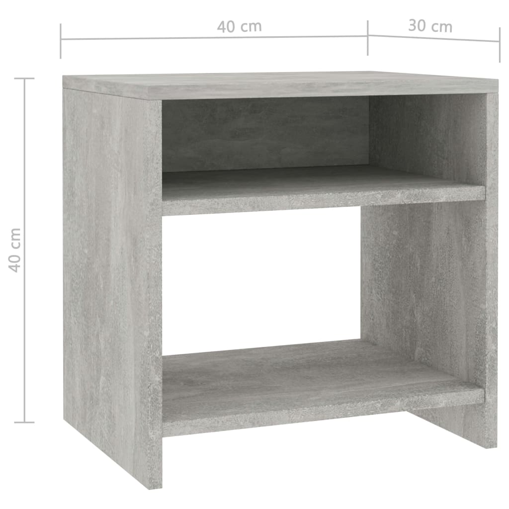 800017 vidaXL Bedside Cabinet Concrete Grey 40x30x40 cm Engineered Wood