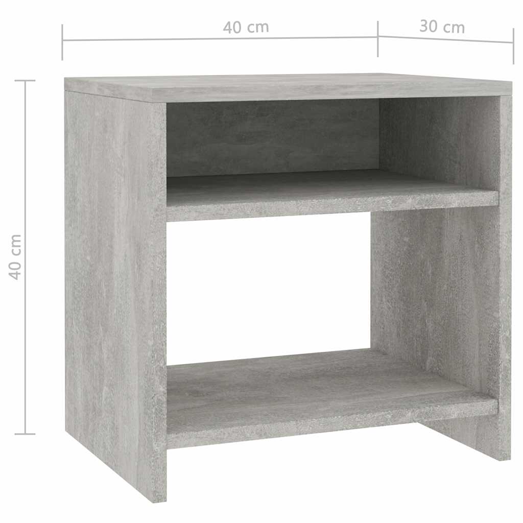 800018 vidaXL Bedside Cabinets 2 pcs Concrete Grey 40x30x40 cm Engineered Wood