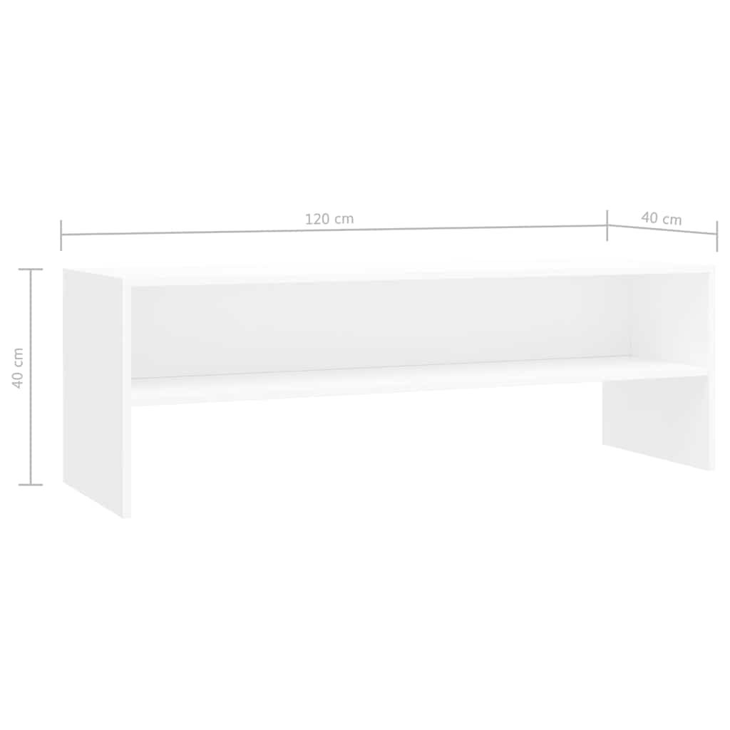 800036 vidaXL TV Cabinet White 120x40x40 cm Engineered Wood