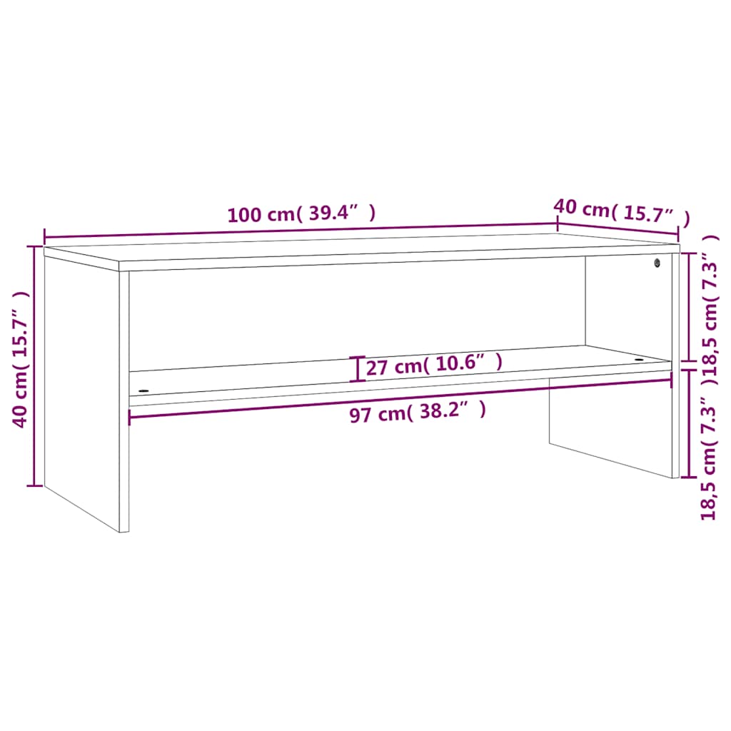 800045 vidaXL TV Cabinet White 100x40x40 cm Engineered Wood