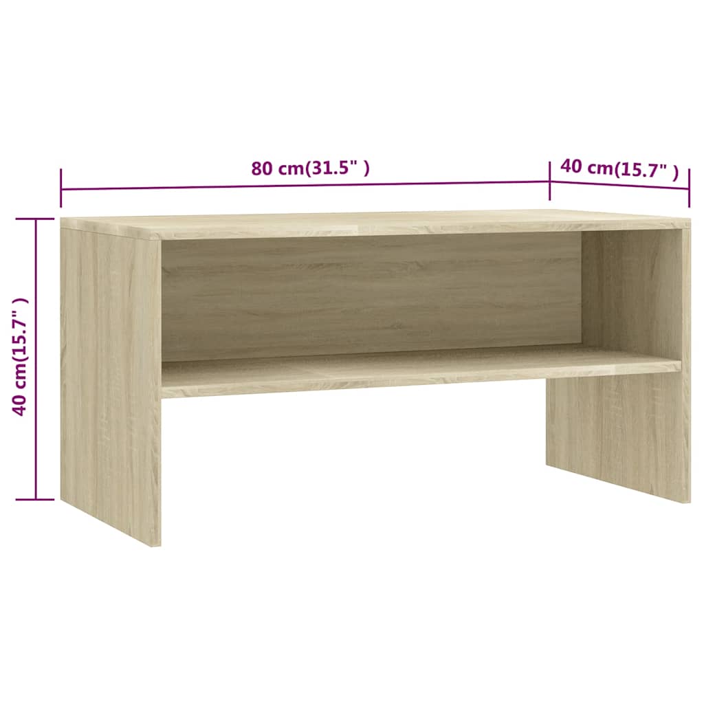 800057 vidaXL TV Cabinet Sonoma Oak 80x40x40 cm Engineered Wood