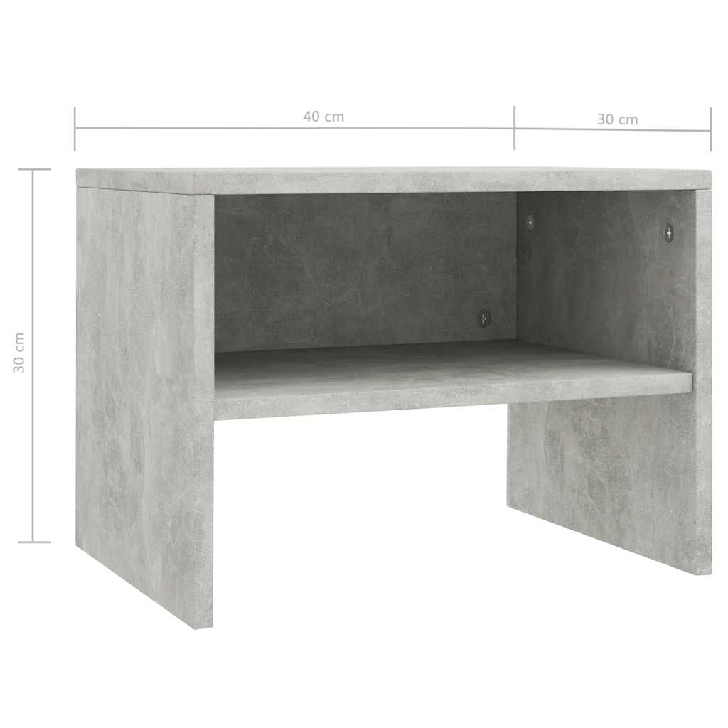 800072 vidaXL Bedside Cabinets 2 pcs Concrete Grey 40x30x30 cm Engineered Wood