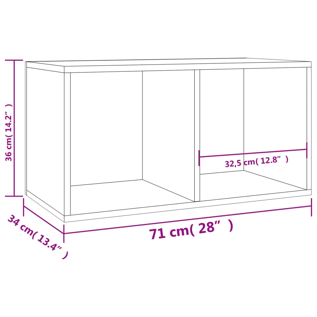 800121 vidaXL Vinyl Storage Box Concrete Grey 71x34x36 cm Engineered Wood