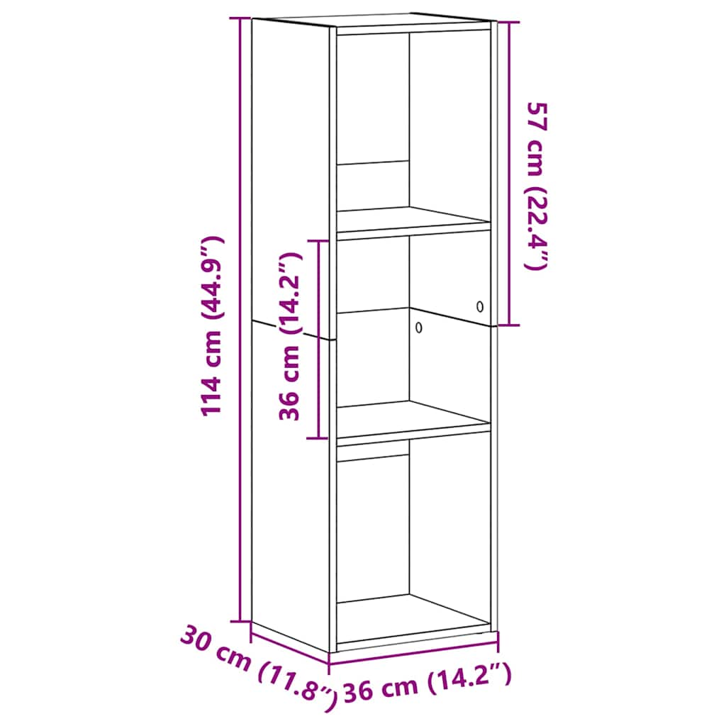 800135 vidaXL Book Cabinet/TV Cabinet White 36x30x114 cm Engineered Wood