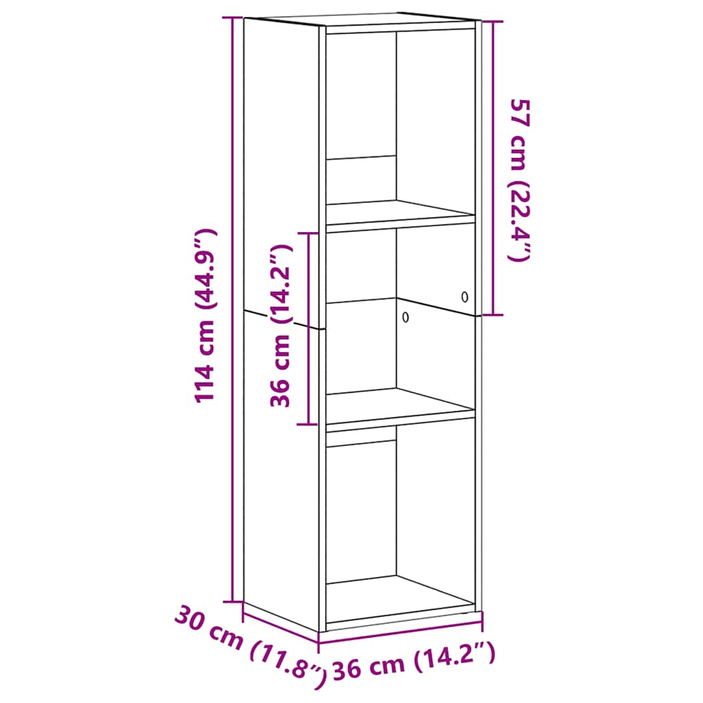 800136 vidaXL Book Cabinet/TV Cabinet Black 36x30x114 cm Engineered Wood